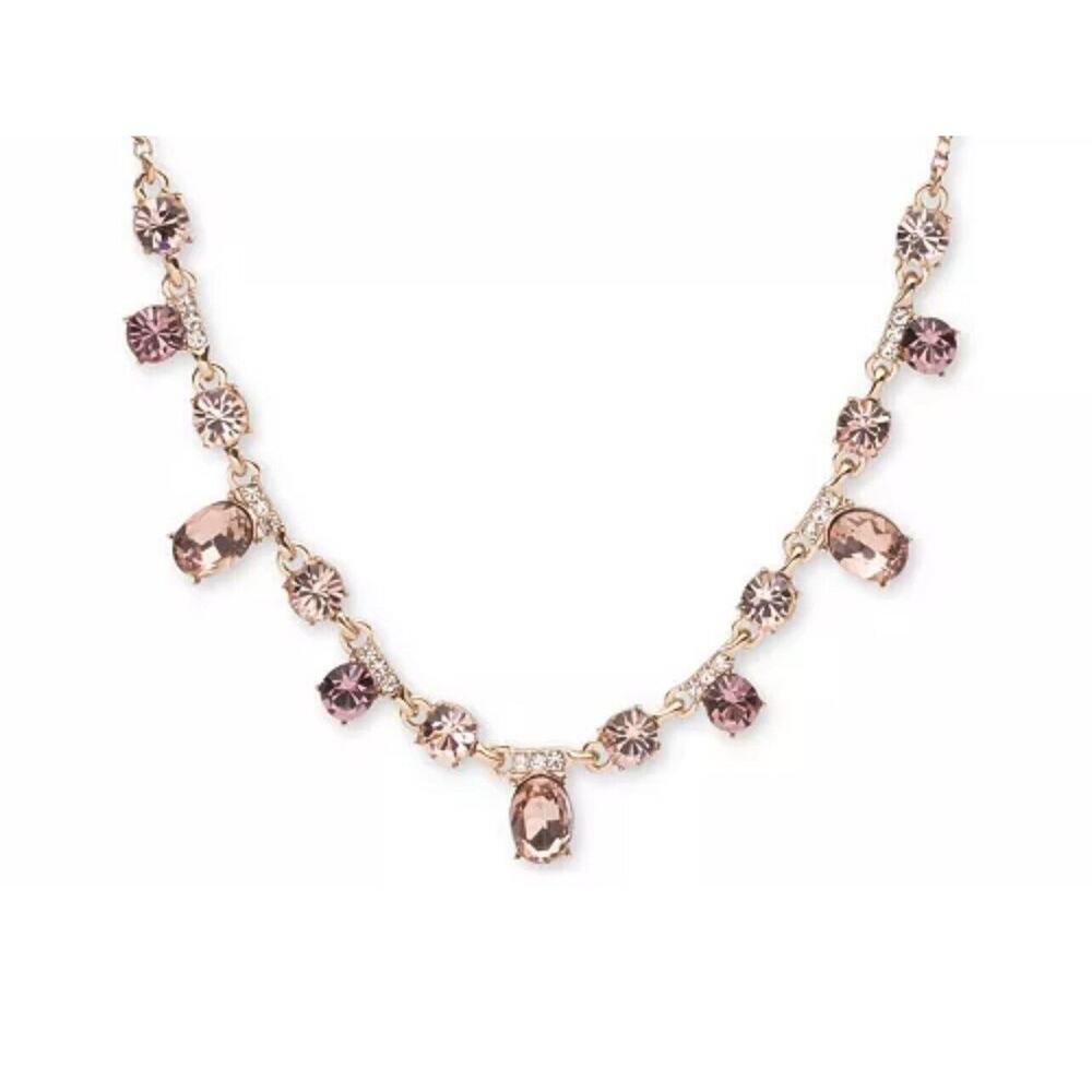 Givenchy Frontal Necklace Luxury Designer Elegant Chic Crystal Gold Tone NEW - Picture 3 of 15